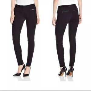 PAIGE Women's Los Feliz Ponte Pants in Black (w/ Leather Trim) - Size 27